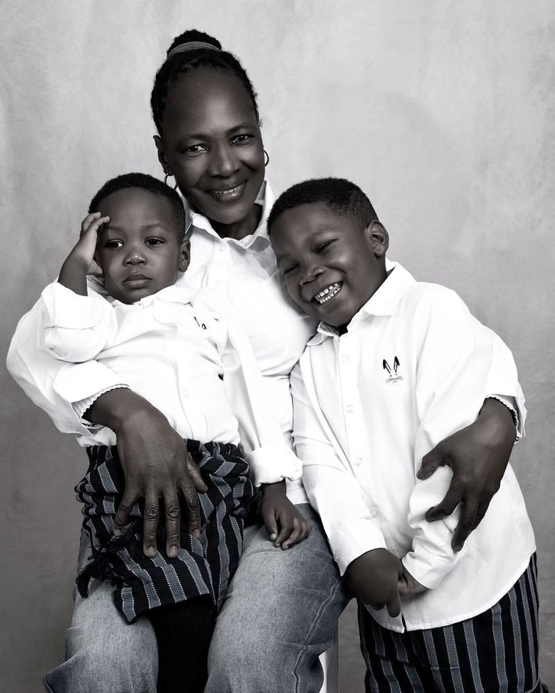 Family portrait session — mother with her two boys